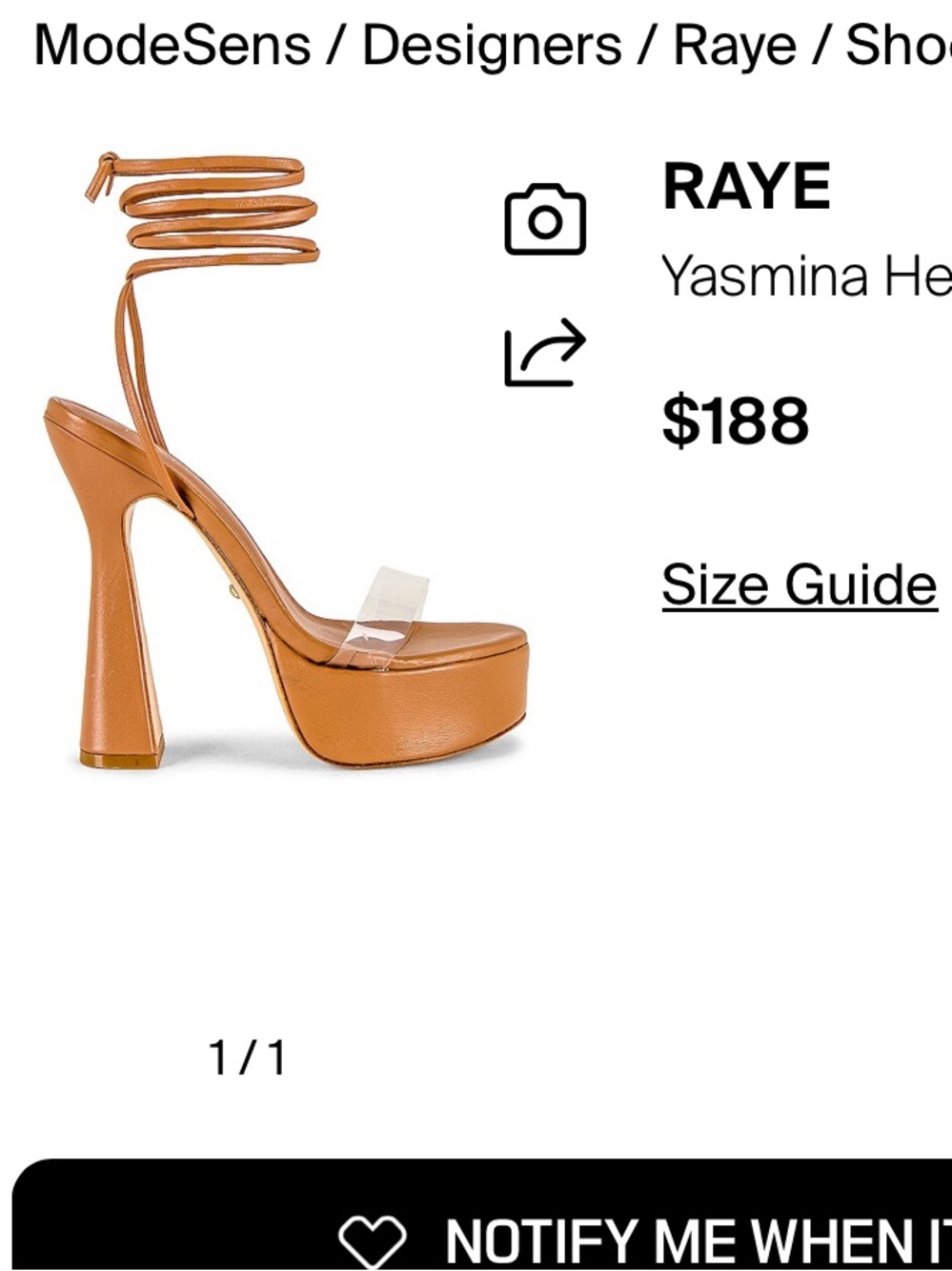 RAYE Tan Platform Lace-Up Heeled Sandals with Clear Strap